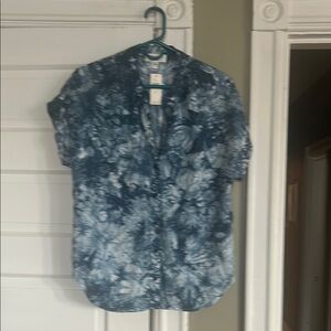 Blue Tie-Dye Button-Up Shirt